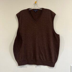 Club Room Men's vest 100% Wool Brown Size Extra Large Preppy Style